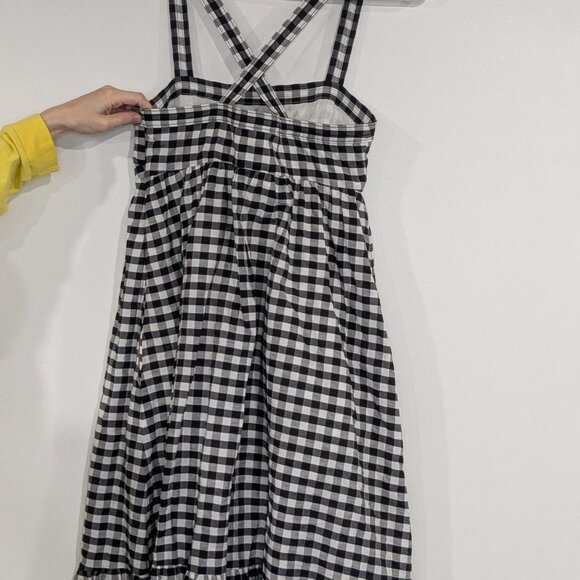 J. Crew Gingham Ruffled Strappy Sundress Black White Size 2 - Picture 6 of 7
